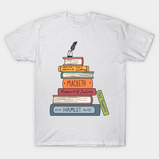 Shakespeare book stack T-Shirt by bookloversclub